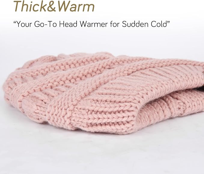 FURTALK Satin-Lined Winter Beanie — Protective, Anti-Breakage Knit Hat for Fine & Thin Hair