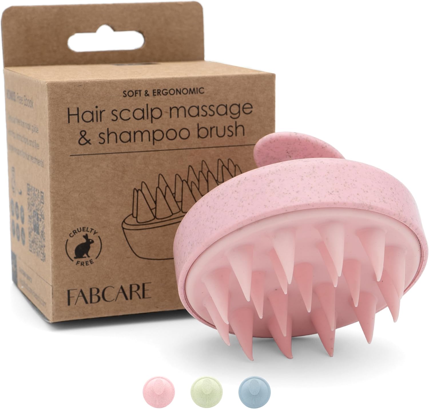 FABCARE Soft Silicone Scalp Brush – Manual Massage & Shampoo Brush