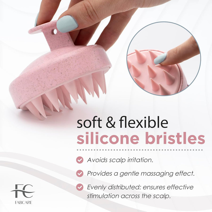 FABCARE Soft Silicone Scalp Brush – Manual Massage & Shampoo Brush