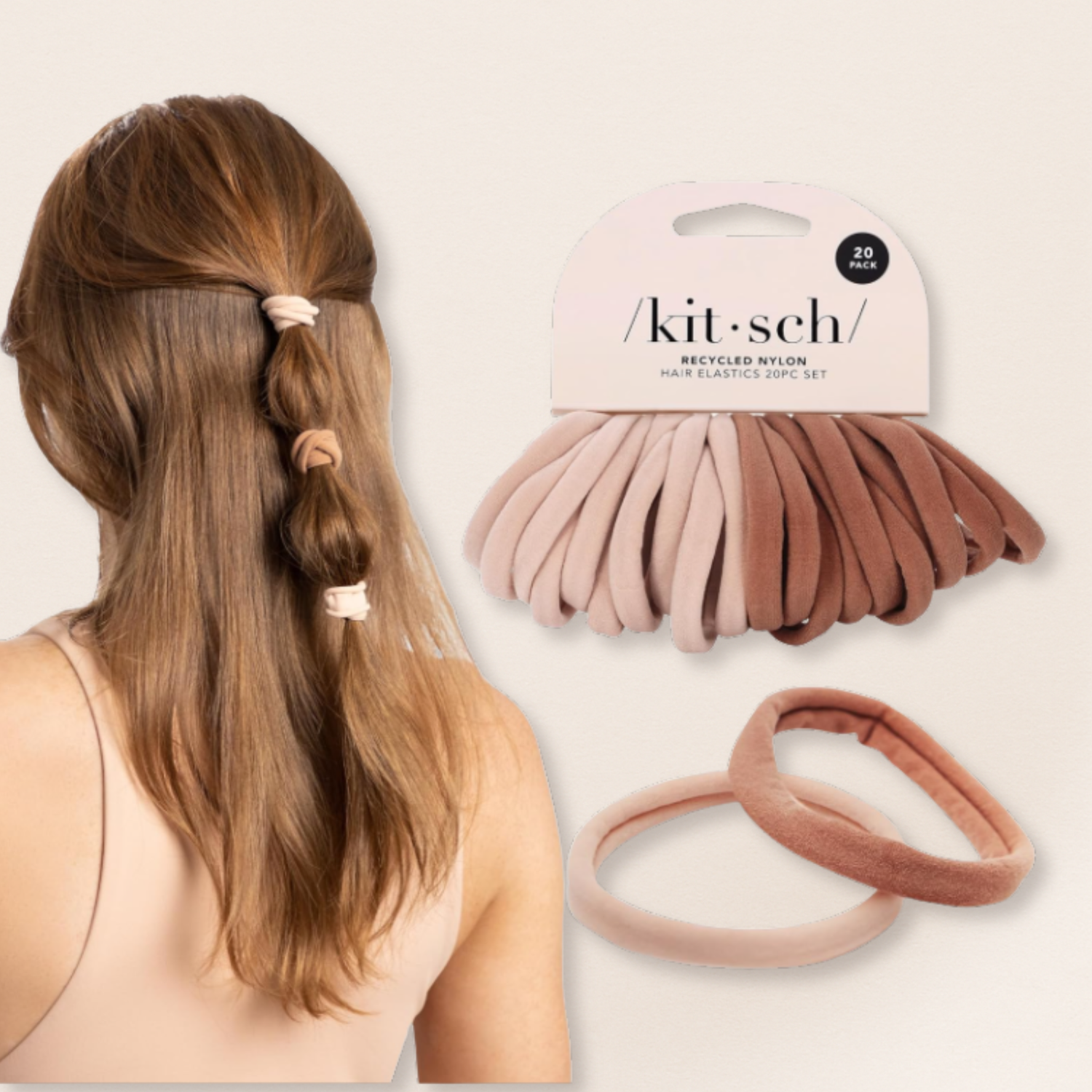 Kitsch Recycled Nylon Hair Ties – Pack of 20