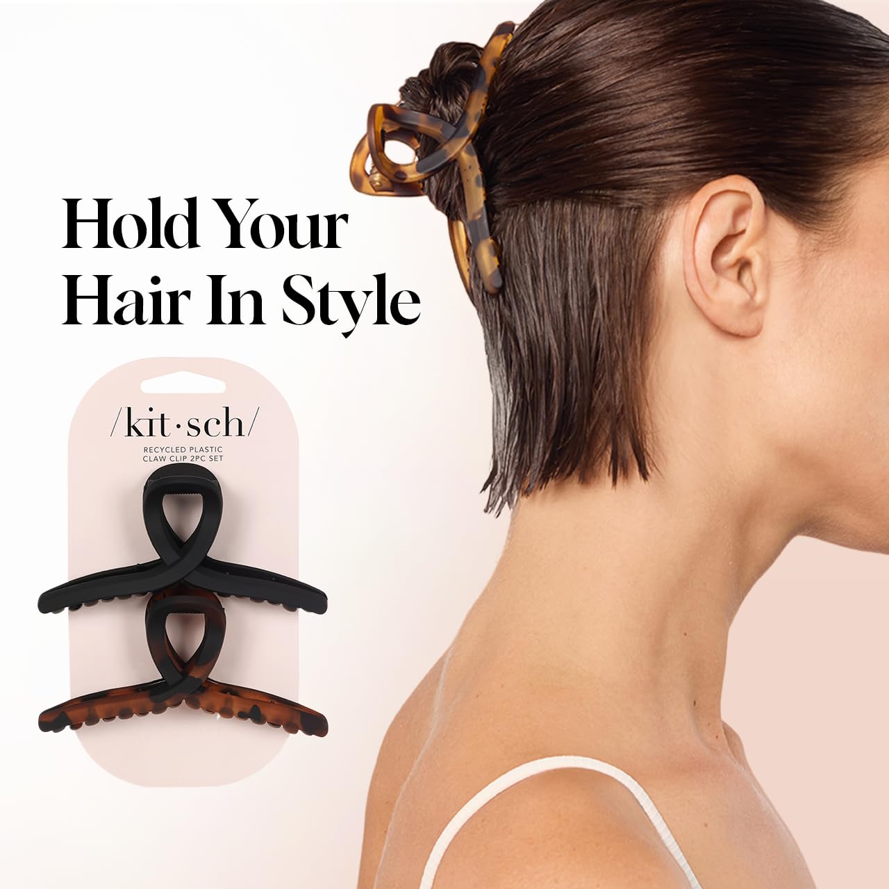 Kitsch 2-Pack Large Loop Hair Clips – Tortoise & Black