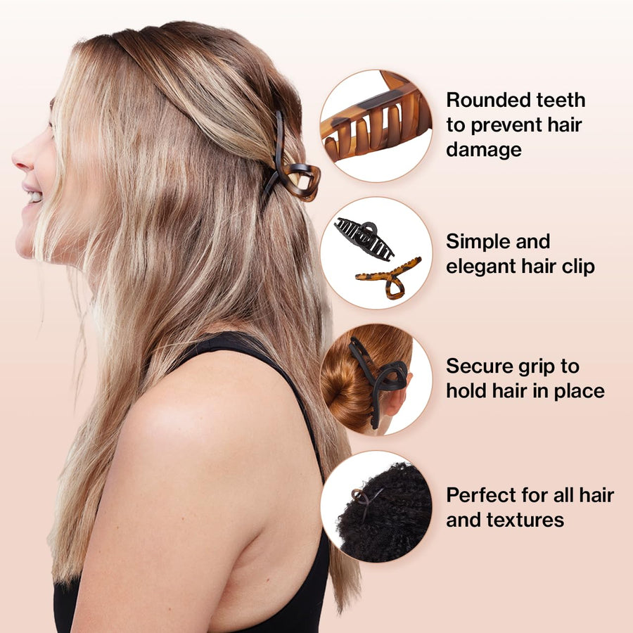 Kitsch 2-Pack Large Loop Hair Clips – Tortoise & Black