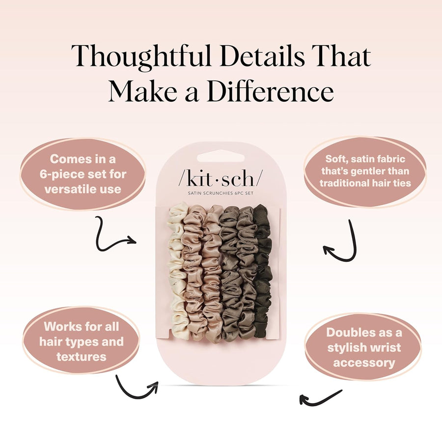 Kitsch Satin Hair Ties – Pack of 6