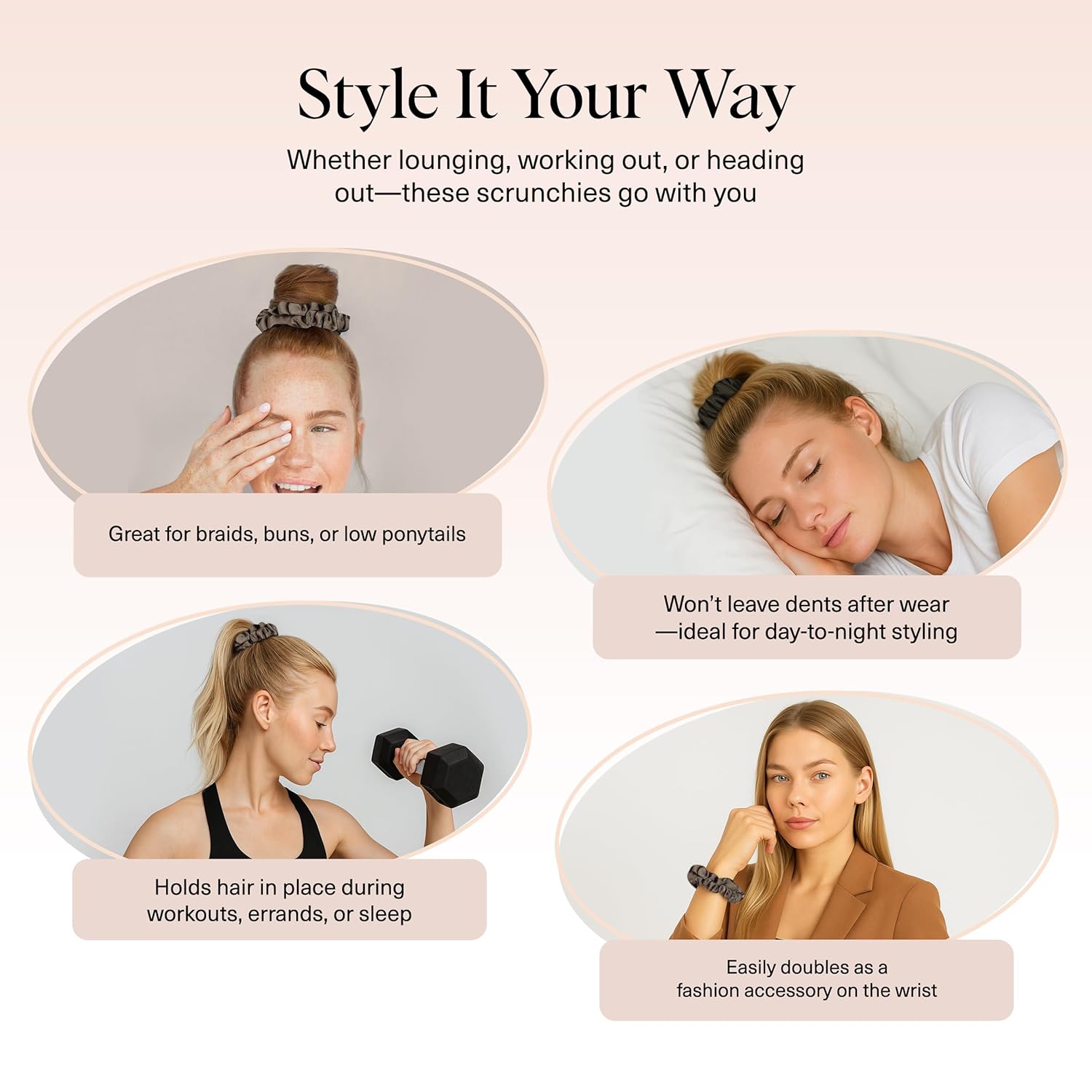 Kitsch Satin Hair Ties – Pack of 6