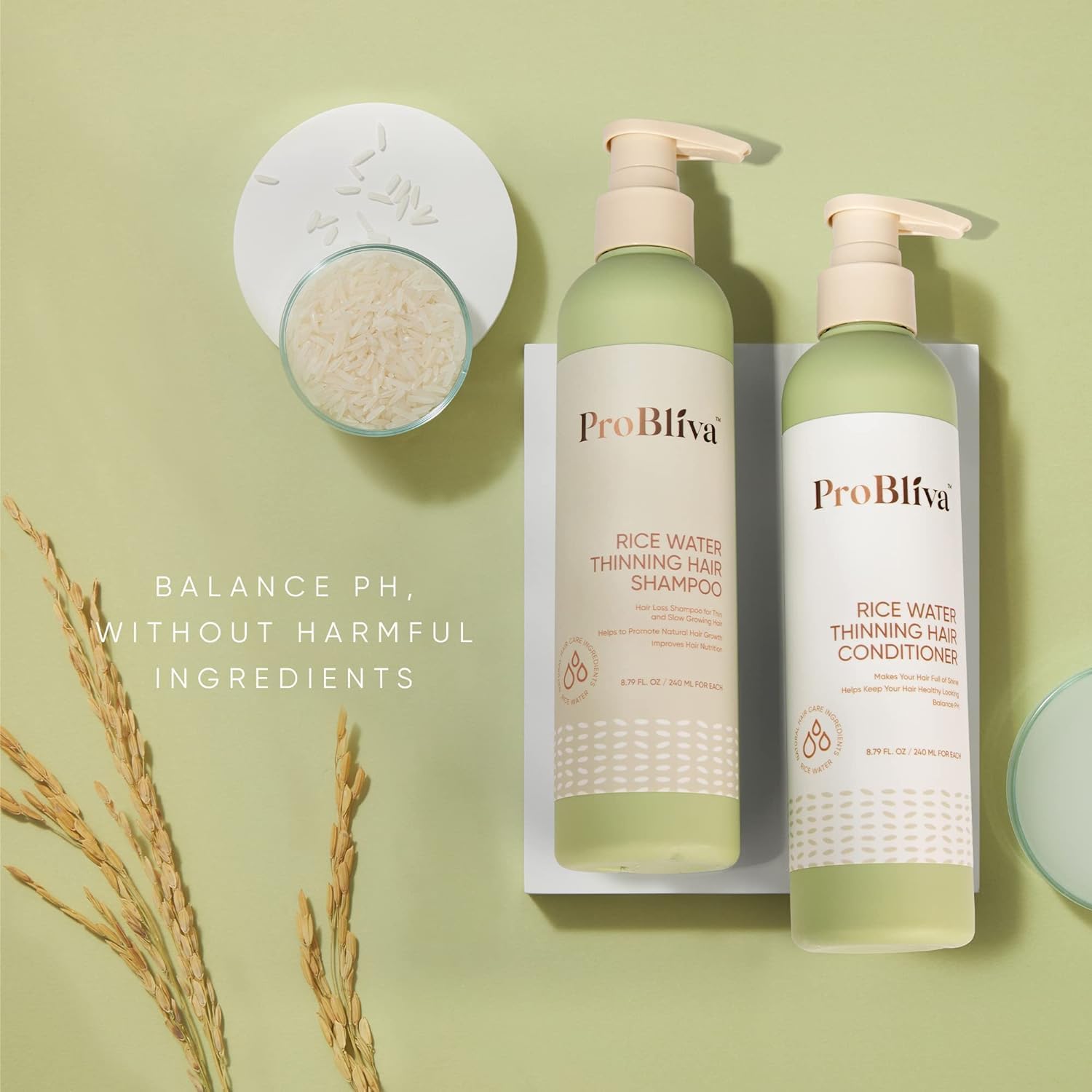 ProBliva Rice Water Shampoo & Conditioner Set (240ml x 2)