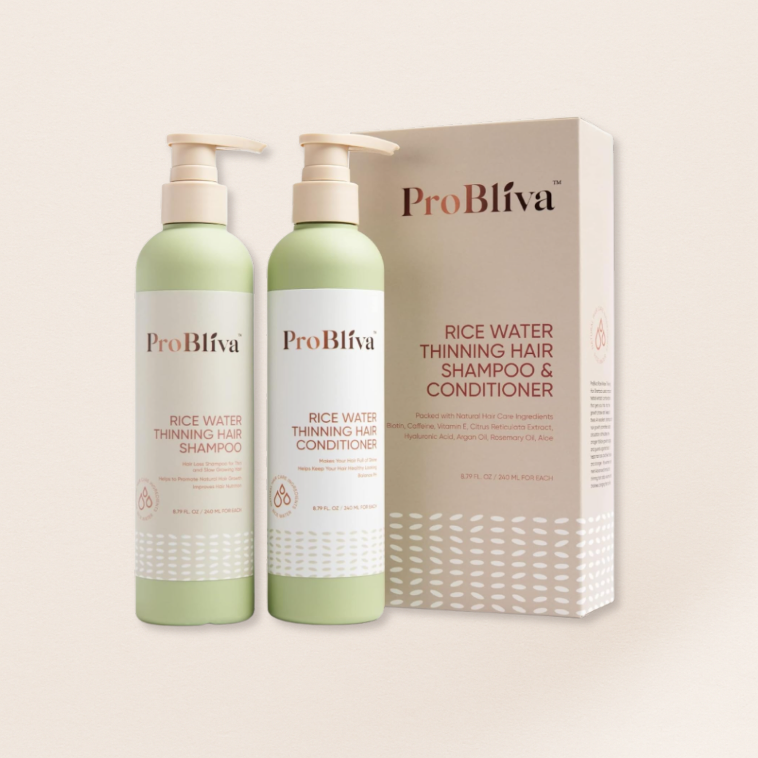 ProBliva Rice Water Shampoo & Conditioner Set (240ml x 2)